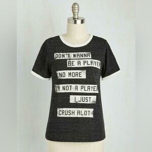 Modcloth Charcoal and White Text Tee